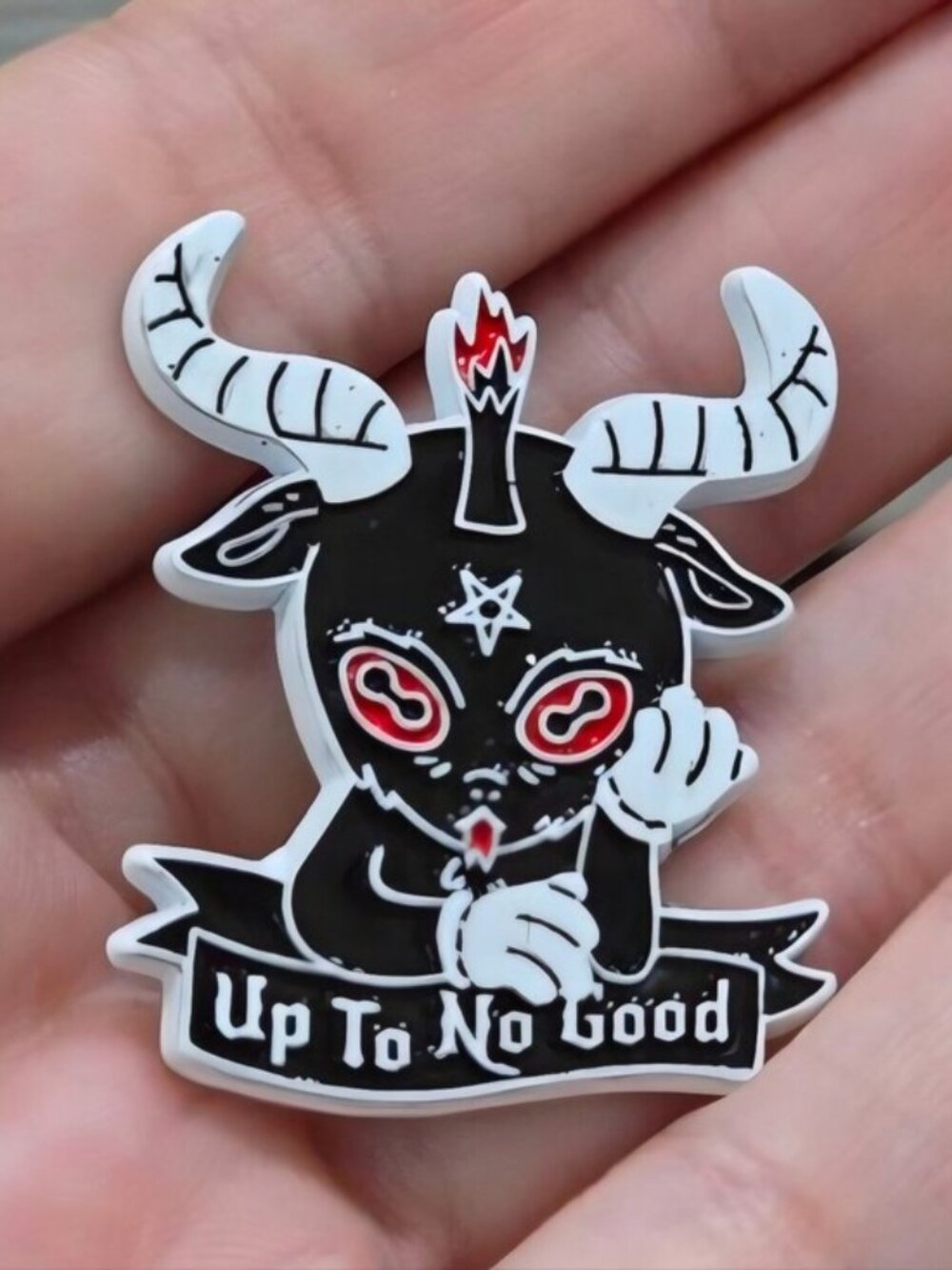 Killstar Up To No Good Enamel Pin Black Baphomet Lapel Alt Gothic Halloween NWT